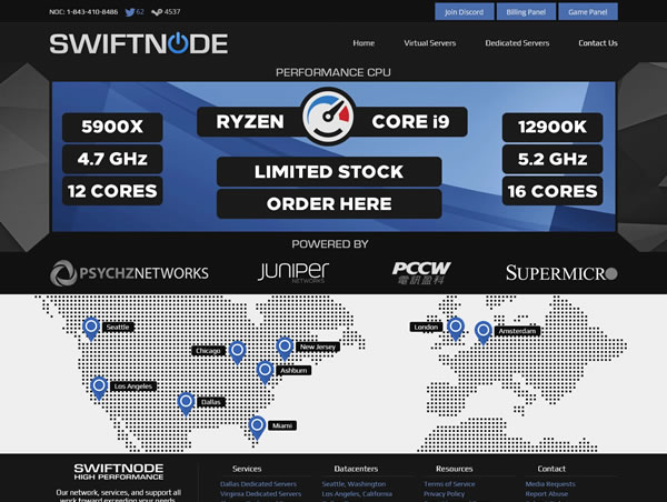 swiftnode：美国服务器(洛杉矶/芝加哥)，$79/月，E3-1230v5/32gDDR4/500GSSD/1Gbps带宽(不限)/40G高防